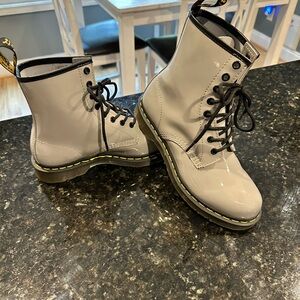 Dr. Martens Cream Combat Boots with Black Laces